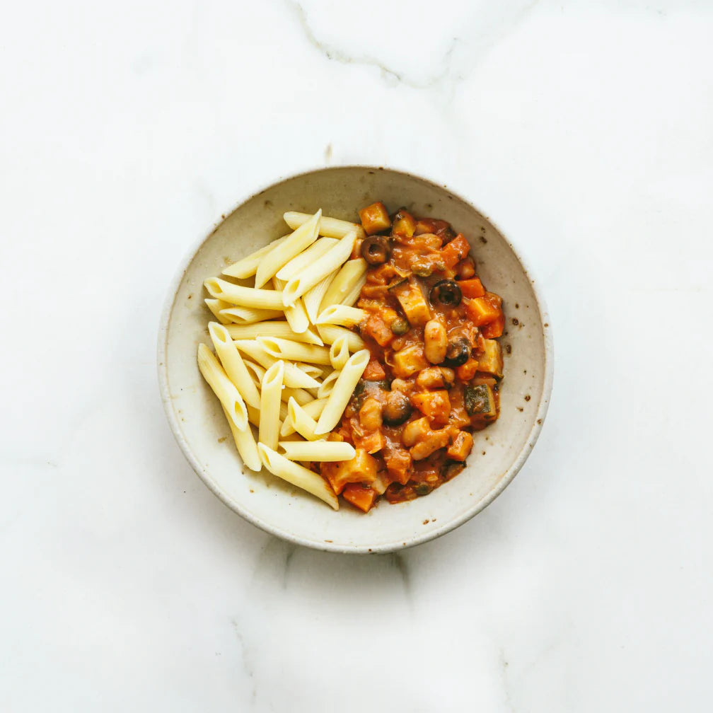 A bowl of Italian Vegetable Pomodoro is good for the Mediterranean Diet