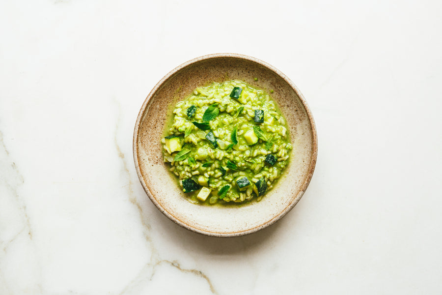 Courgette, Pea and Mint Risotto*